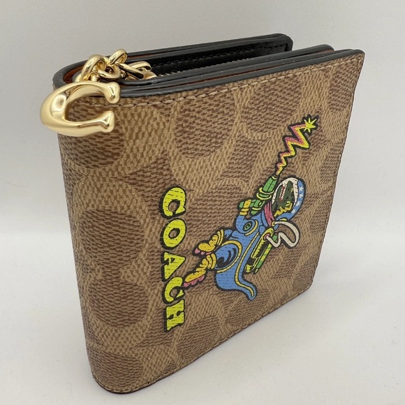 Coach Cosmic Coach Snap Wallet In Signature Canvas With Rexy Print in Tan - Picture 5 of 10